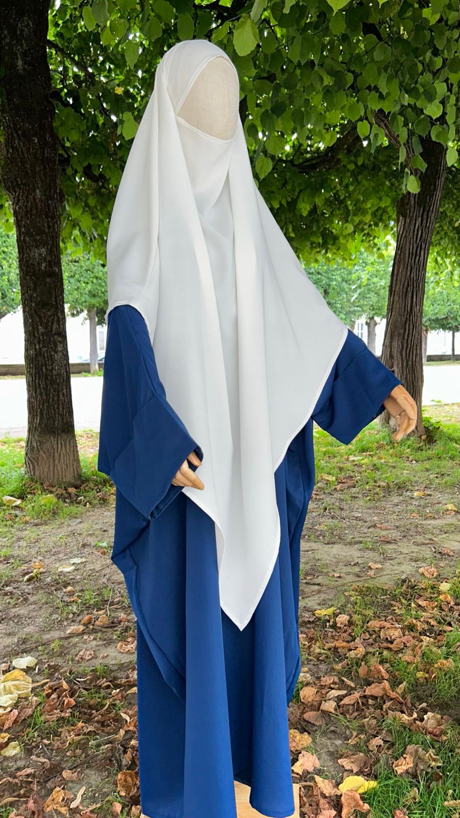 Abaya Bleu Royale · Khimar Blanc